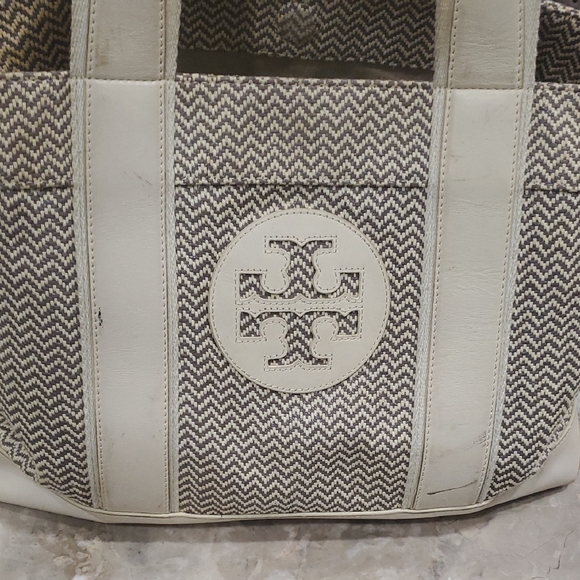 Tory Burch Brown and Cream Chevron Tote - Picture 14 of 15